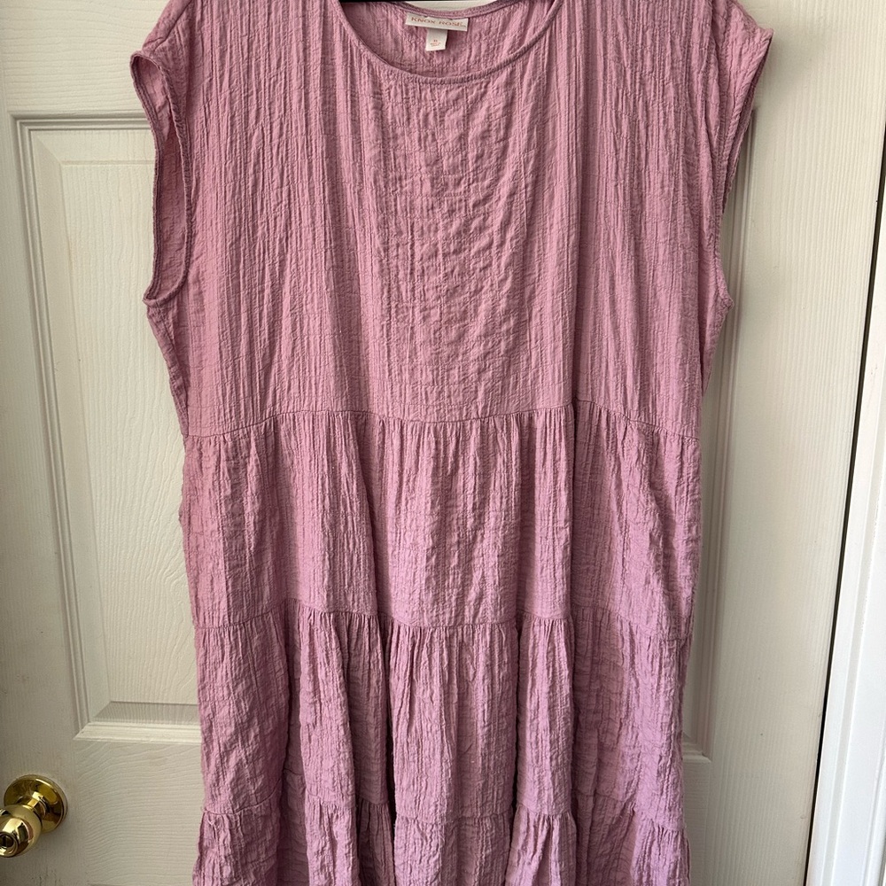 Knox Rose Mauve Pink Tiered Crinkle Sleeveless Dress
